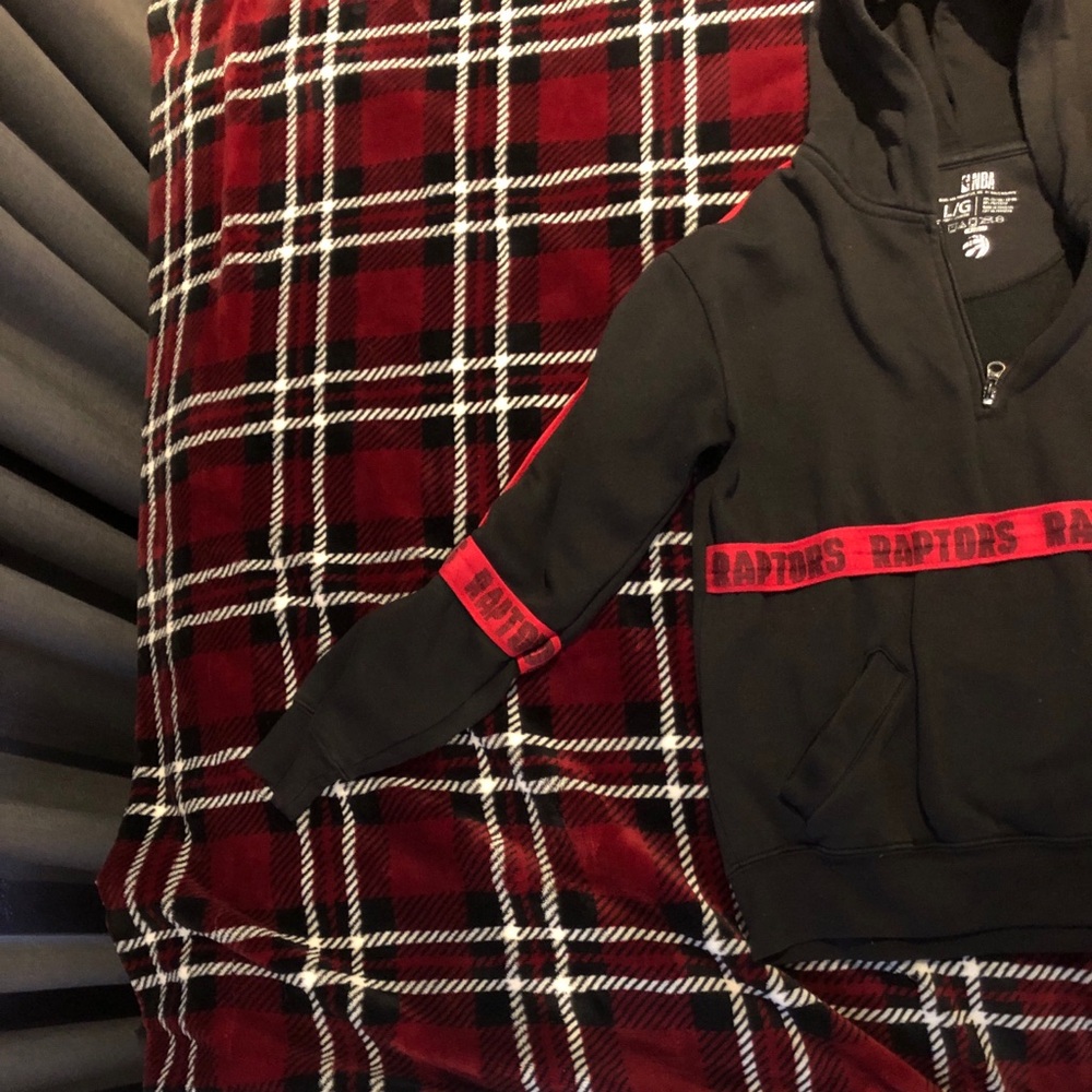 NBA Raptors Kids Black Hoodie with Red Accents - Picture 5 of 6